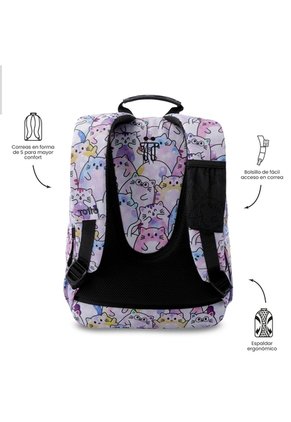 Morral Juvenil Porta PC 13" Gommas Glitter Con Gatos