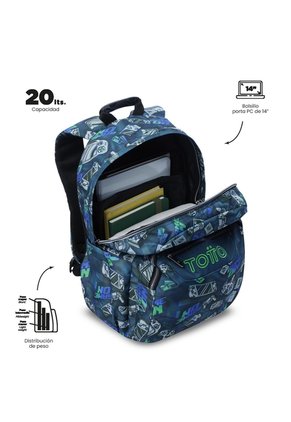 Morral Juvenil Porta PC 14" Acuarela Azul
