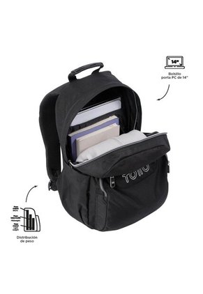 Morral Juvenil Porta PC 14" Acuarela Negro