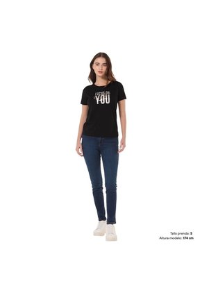Camiseta Estampada Para Mujer Prime Negra