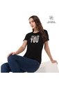 Camiseta Estampada Para Mujer Prime Negra de Totto