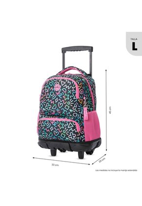 Maleta Para Niña Con Ruedas Skl Grande Negro
