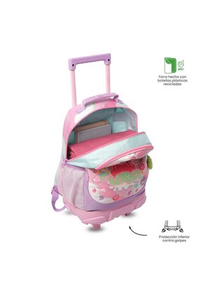 Morral Escolar Con Ruedas Para Niña Lotso Gummy Mediano Rosado