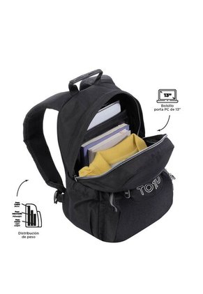 Morral Juvenil Porta PC 13" Gommas Negro