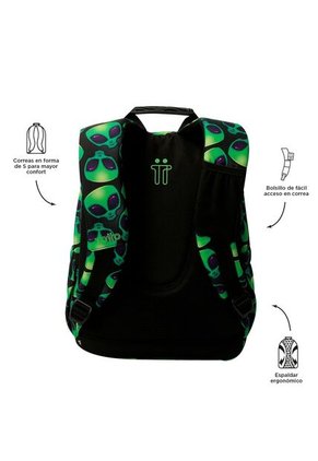 Morral Juvenil Porta PC 13" Gommas Verde