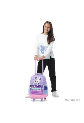 Morral Con Ruedas Niña Minnie Mediana Morada Con Corazones