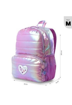 Morral Para Niña Glowy Mediano Morado Con Corazones