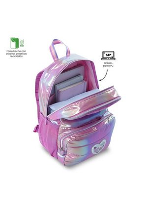 Morral Para Niña Glowy Mediano Morado Con Corazones