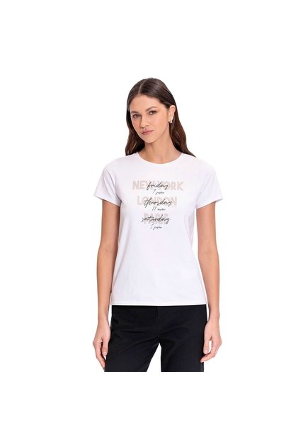 Camiseta Estampada Para Mujer Prime Manga Corta Blanca