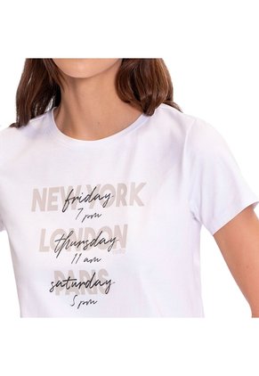 Camiseta Estampada Para Mujer Prime Manga Corta Blanca