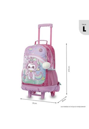 Maleta Para Niña Con Ruedas Magic Spark Grande Rosado