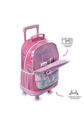 Maleta Para Niña Con Ruedas Magic Spark Grande Rosado