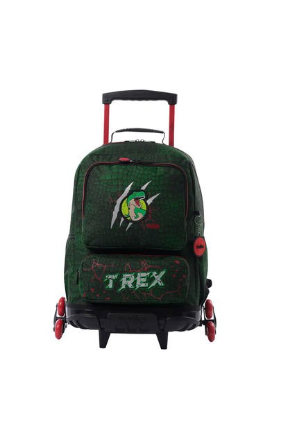 Morral Con 3 Ruedas Niño Rex Dino Grande Verde