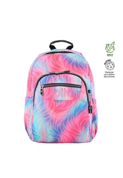 Morral Mujer Acuarela Glitter Escolar Rosado