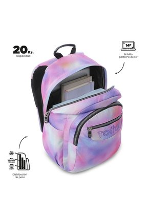 Morral Juvenil Porta PC 14" Acuarela Glitter Rosado