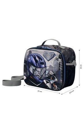 Lonchera Térmica Para Niño Helmet Racer Grande Negra