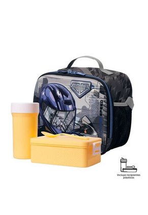 Lonchera Térmica Para Niño Helmet Racer Grande Negra