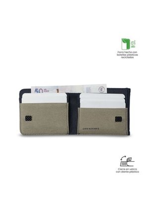 Billetera Hombre Lad Grande Con RFID Blocker Azul