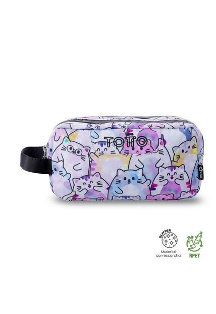 Cartuchera Multiuso Escuadra Glitter Grande Rosada Mujer