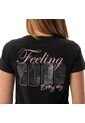 Camiseta Estampada Para Mujer Prime Manga Corta Negra de Totto