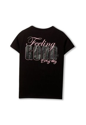 Camiseta Estampada Para Mujer Prime Manga Corta Negra