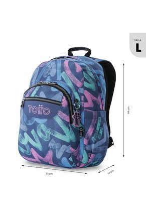 Morral Juvenil Porta PC 14" Acuarela Azul Con Corazones