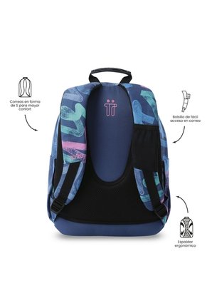 Morral Juvenil Porta PC 14" Acuarela Azul Con Corazones