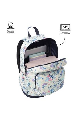 Morral Para Niña Stitch Ohana Grande Porta PC 14" Blanco