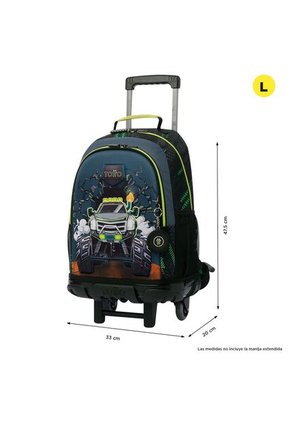 Morral Con Ruedas Niño Monster Race Grande Negro