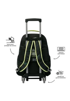Morral Con Ruedas Niño Monster Race Grande Negro