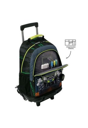 Morral Con Ruedas Niño Monster Race Grande Negro