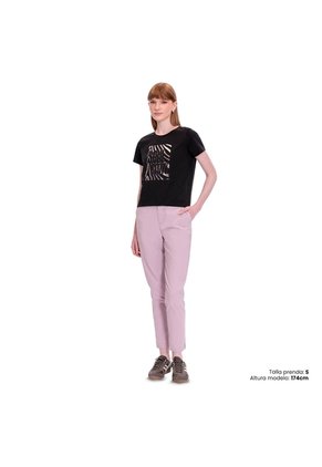 Camiseta Estampada Para Mujer Prime Manga Corta Negra