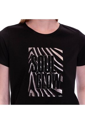 Camiseta Estampada Para Mujer Prime Manga Corta Negra