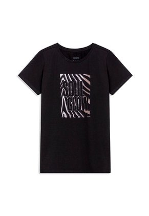 Camiseta Estampada Para Mujer Prime Manga Corta Negra