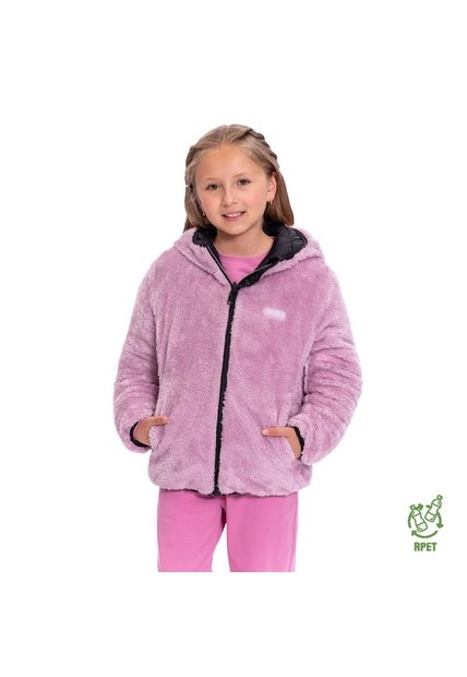 Chaqueta Para Niña Boa Acolchada Doble Faz Negra