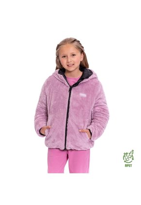 Chaqueta Para Niña Boa Acolchada Doble Faz Negra