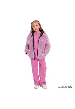 Chaqueta Para Niña Boa Acolchada Doble Faz Negra