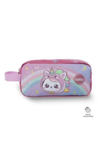 Cartuchera Escolar Grande Para Niña 2 Cuerpos Magic Spark Rosada Totto