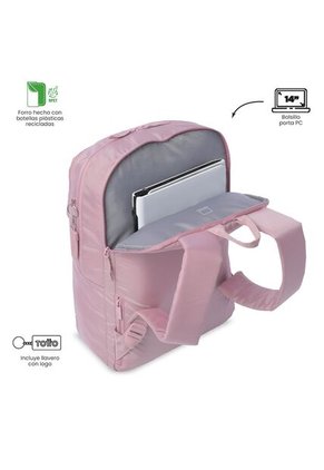 Morral Universitario Cloud Porta PC 14" Rosado Mujer
