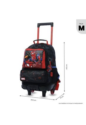 Maleta Para Niño Con Ruedas Spiderman Hero Mediano Negro