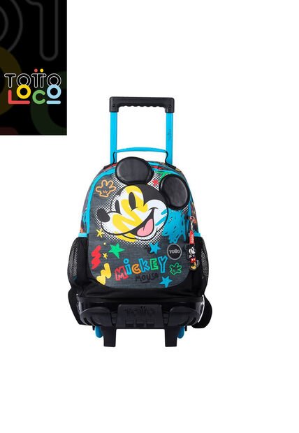 Morral Con Ruedas Para Niño Mickey Mediano Gris