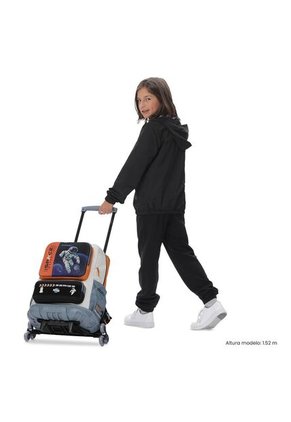 Maleta Para Niño Con Ruedas Morral 3 Ruedas Gemini Grande Naranja