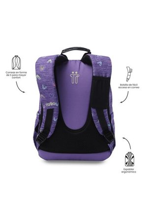 Morral Juvenil Porta PC 13" Gommas Morado Con Corazones