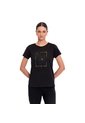 Camiseta Estampada Para Mujer Thinky Manga Corta Negra de Totto