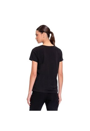 Camiseta Estampada Para Mujer Thinky Manga Corta Negra