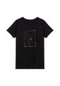 Camiseta Estampada Para Mujer Thinky Manga Corta Negra de Totto