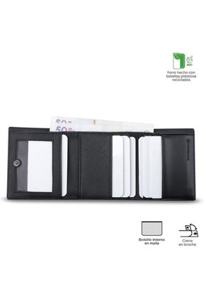 Billetera Para Hombre Saffiano Aqi Con RFID Blocker Negra