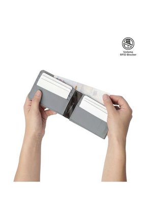 Billetera Dual Grande Con RFID Blocker Gris
