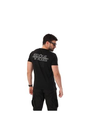 Camiseta Estampada Para Hombre Primen Manga Corta Negra
