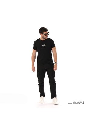 Camiseta Estampada Para Hombre Primen Manga Corta Negra